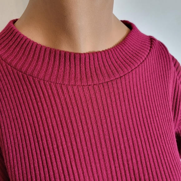 Boohoo Petitete Knitted Rib Roll Jumper Jumper Dress Berry - Picture 10 of 11